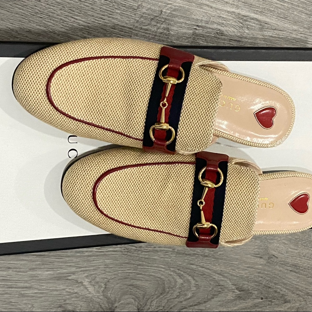 Gucci Canvas Vintage Charlotte Mules 35.5